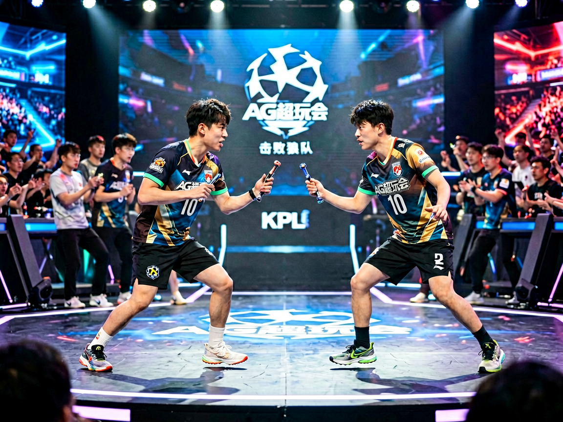 电竞比赛现场：KPL职业联赛选手在舞台上激烈对战